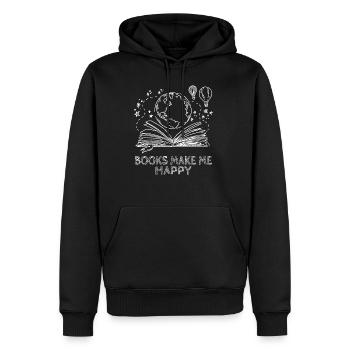 LIVRES MEKE HAPPY - Livres - Lecture - Chemise - Sweat à capuche Premium bio Homme - noir - Devant - Nico (187cm)