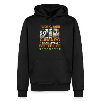 Drôle de cobaye Je travaille dur - Sweat à capuche Premium bio Homme - noir - Devant - Nico (187cm)