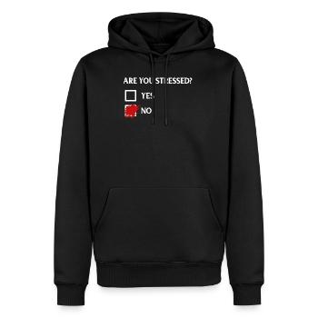 Are you stressed? - Bist du im Stress? - Männer Premium Bio Hoodie - Schwarz - Vorne - Nico (187cm)