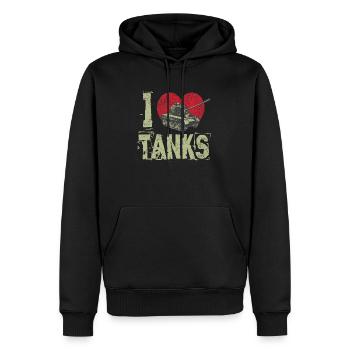 Panzer j’adore les chars - Sweat à capuche Premium bio Homme - noir - Devant - Nico (187cm)