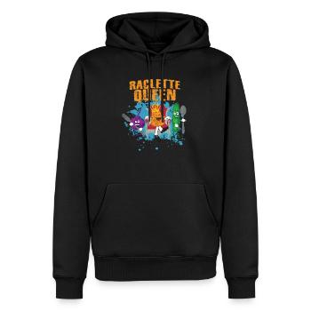 Cadeau Raclette Reine Fromage Reine Oignon Concombre - Sweat à capuche Premium bio Homme - noir - Devant - Nico (187cm)