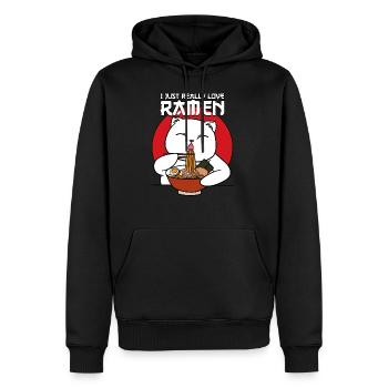 I Just Really Love Ramen - Männer Premium Bio Hoodie - Schwarz - Vorne - Nico (187cm)