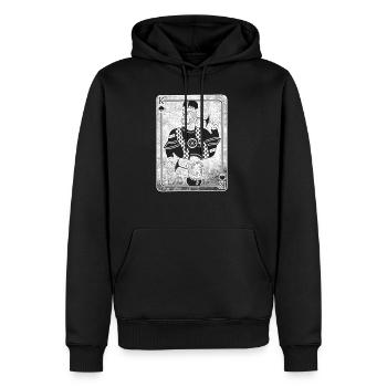 Herz König Poker Karte Halloween Kostüm lustig - Männer Premium Bio Hoodie - Schwarz - Vorne - Nico (187cm)
