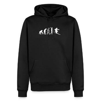 Skifahrer Evolution - Männer Premium Bio Hoodie - Schwarz - Vorne - Nico (187cm)