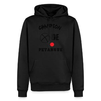 Champion de pétanque t-shirt cadeau humour - Sweat à capuche Premium bio Homme - noir - Devant - Nico (187cm)