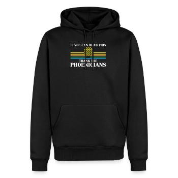 Phénicie Professeur d'Histoire Merci Phénicien - Sweat à capuche Premium bio Homme - noir - Devant - Nico (187cm)