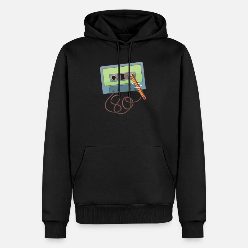 Old school crayon une cassette - Sweat à capuche Premium bio Homme - noir