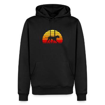 Vizsla Retro T Shirt Hunde Silhouette Sunset - Männer Premium Bio Hoodie - Schwarz - Vorne - Nico (187cm)