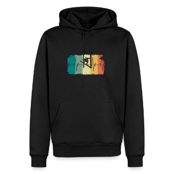 Cadeau d'hiver vintage d'ECG de battement de coeur de snowboard - Sweat à capuche Premium bio Homme - noir - Devant - Nico (187cm)