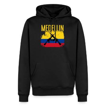 Medellin Kolumbien - Männer Premium Bio Hoodie - Schwarz - Vorne - Nico (187cm)
