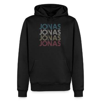 Jonas - Männer Premium Bio Hoodie - Schwarz - Vorne - Nico (187cm)