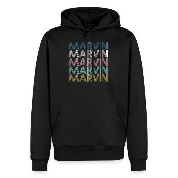 Marvin - Männer Premium Bio Hoodie - Schwarz - Vorne - Nico (187cm)