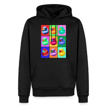 Pop Art Ente, Pop Art Duck - Sweat à capuche Premium bio Homme - noir - Devant - Nico (187cm)