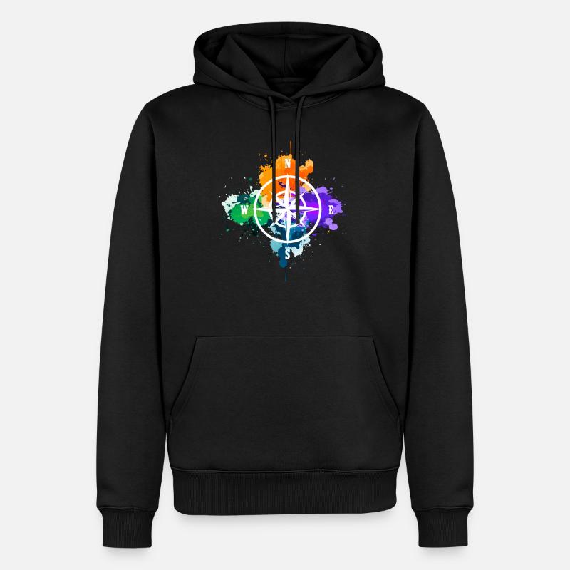 Kompass Wegweiser Geschenk Geschenkidee - Männer Premium Bio Hoodie - Schwarz