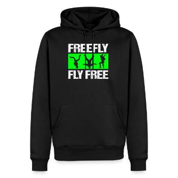 Fallschirm, Freefly, Skydiving, Fallschirmspringer - Männer Premium Bio Hoodie - Schwarz - Vorne - Nico (187cm)