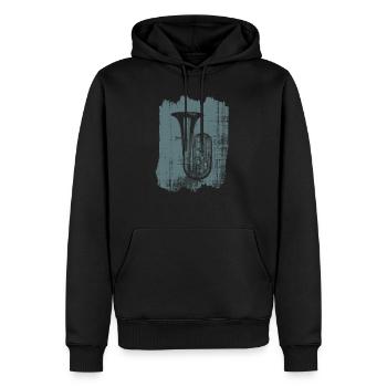 Tuba instrument - Herre Premium økologisk hoodie - sort - Foran - Nico (187cm)