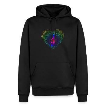 Clef note coeur musicien cadeau de musique - Sweat à capuche Premium bio Homme - noir - Devant - Nico (187cm)