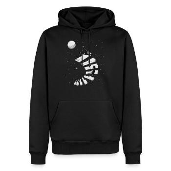 Cadeau piano clavier aile gueule de bois chat - Sweat à capuche Premium bio Homme - noir - Devant - Nico (187cm)