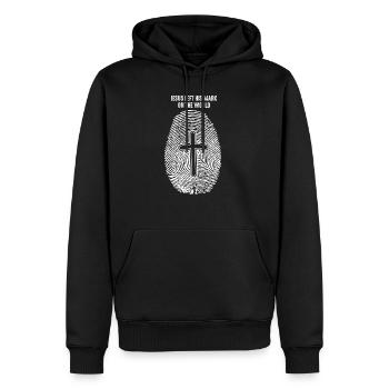 Christ empreinte digitale Christian Jésus signe de croix - Sweat à capuche Premium bio Homme - noir - Devant - Nico (187cm)
