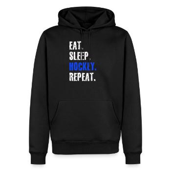 hockey manger dormir répéter - Sweat à capuche Premium bio Homme - noir - Devant - Nico (187cm)