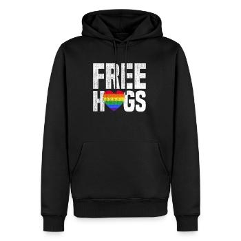 Free Hugs Gay LGBT Pride Regenbogen Herz Geschenk - Männer Premium Bio Hoodie - Schwarz - Vorne - Nico (187cm)