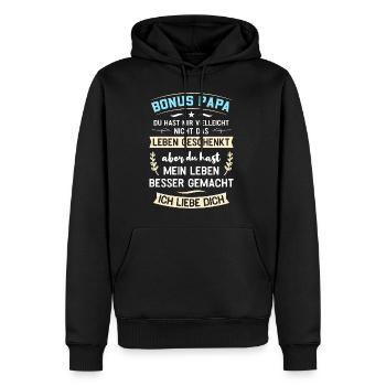 BONUS PAPA ICH LIEBE DICH - Männer Premium Bio Hoodie - Schwarz - Vorne - Nico (187cm)