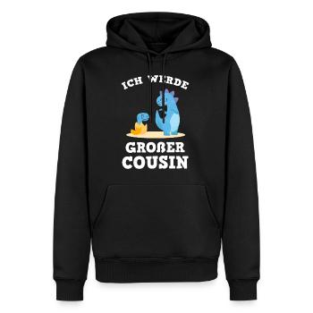 ICH WERDE GROßER COUSIN - Männer Premium Bio Hoodie - Schwarz - Vorne - Nico (187cm)