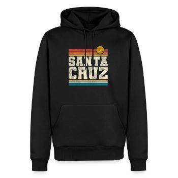 Santa Cruz Sonnenuntergang Kalifornien Urlaub - Männer Premium Bio Hoodie - Schwarz - Vorne - Nico (187cm)