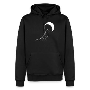 Heulender Wolf, Mond - Männer Premium Bio Hoodie - Schwarz - Vorne - Nico (187cm)