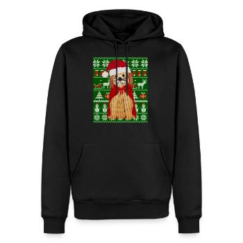 Chien tricoté comme père Noël Ugly Christmas - Sweat à capuche Premium bio Homme - noir - Devant - Nico (187cm)