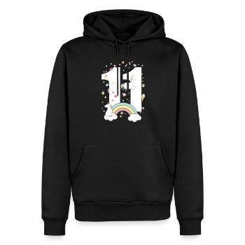 T-shirt Licorne pour le 11ème anniversaire - Sweat à capuche Premium bio Homme - noir - Devant - Nico (187cm)