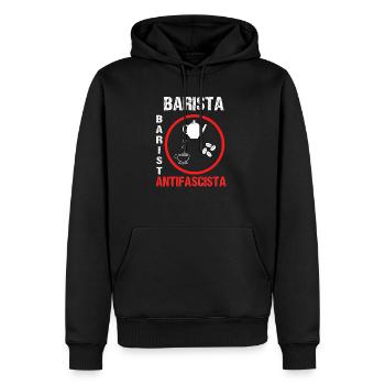 Barista Barista Antifascista - Sweat à capuche Premium bio Homme - noir - Devant - Nico (187cm)