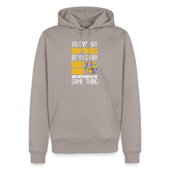 Board games gamer dice RPG tabletop gifts - Men’s Premium Organic Hoodie - taupe - Front - Nico (187cm)
