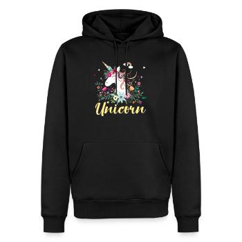 Licorne Licorne et Licornes - Sweat à capuche Premium bio Homme - noir - Devant - Nico (187cm)