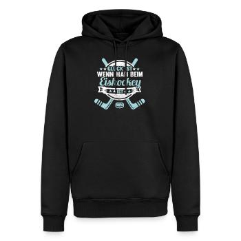 Eishockey Spruch Lustig Puck Sport Geschenk Geek - Männer Premium Bio Hoodie - Schwarz - Vorne - Nico (187cm)