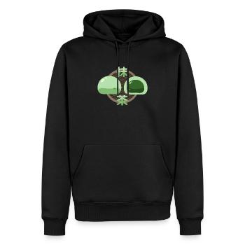Doux matcha daifuku - Sweat à capuche Premium bio Homme - noir - Devant - Nico (187cm)