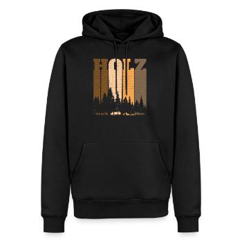 Holz Wald Silhouette Retro Shirt - Männer Premium Bio Hoodie - Schwarz - Vorne - Nico (187cm)