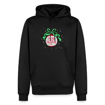 Illustration de Noël rétro Vintage Noël renne - Sweat à capuche Premium bio Homme - noir - Devant - Nico (187cm)