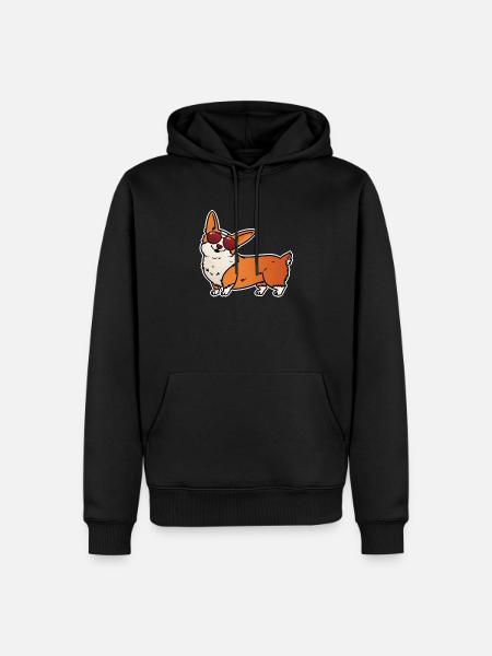 Cooler Corgi - Männer Premium Bio Hoodie - Schwarz