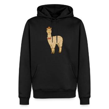 Sweet, lama, en tenue habillée - Sweat à capuche Premium bio Homme - noir - Devant - Nico (187cm)