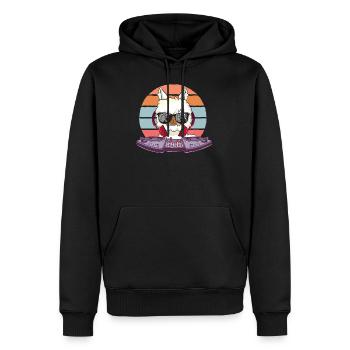Alpaga rétro lama dj 90 s alpaga - Sweat à capuche Premium bio Homme - noir - Devant - Nico (187cm)