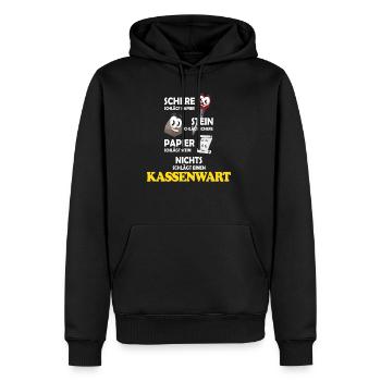 Schere Stein Kassenwart lustiger Spruch - Männer Premium Bio Hoodie - Schwarz - Vorne - Nico (187cm)