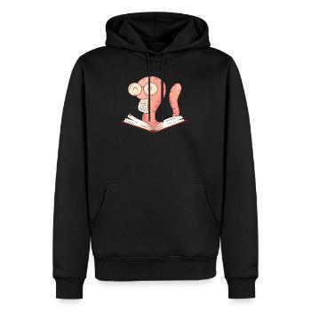 Lustiger Bücherwurm Buch Lesen Cartoon Buchfreunde - Männer Premium Bio Hoodie - Schwarz - Vorne - Nico (187cm)