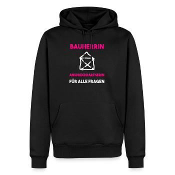 Bauherrinnen & Bauherr Richtfest - Männer Premium Bio Hoodie - Schwarz - Vorne - Nico (187cm)