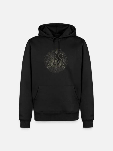 Wikinger Boot, Drachenboot, Langschiff - Männer Premium Bio Hoodie - Schwarz