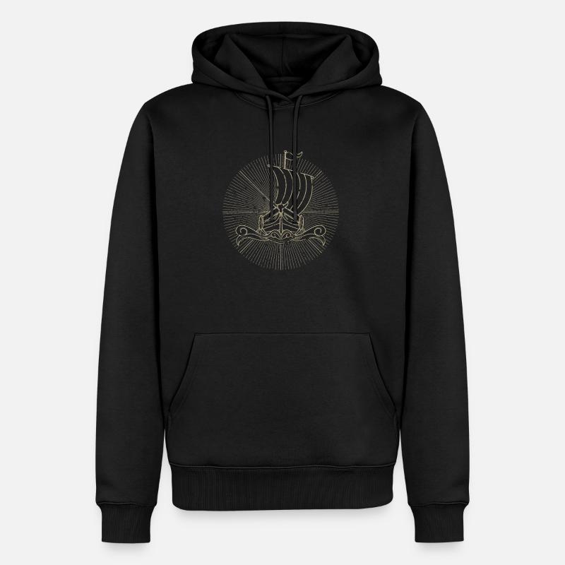 Wikinger Boot, Drachenboot, Langschiff - Männer Premium Bio Hoodie - Schwarz
