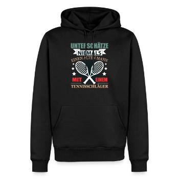 Tennis Rentner Geschenk Lustig Herren Spruch - Männer Premium Bio Hoodie - Schwarz - Vorne - Nico (187cm)