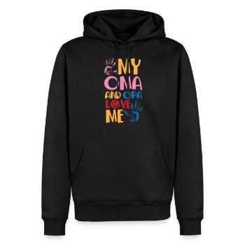 Petits-enfants allemands petite-fille grands-parents aiment grand-père - Sweat à capuche Premium bio Homme - noir - Devant - Nico (187cm)
