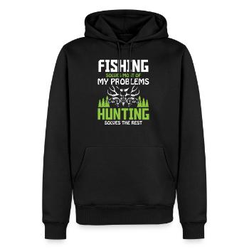 chasse et pêche disant - Sweat à capuche Premium bio Homme - noir - Devant - Nico (187cm)