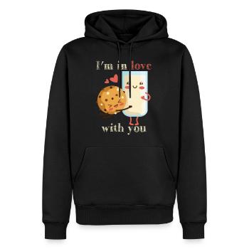 Saint Valentin Saint Valentin - Sweat à capuche Premium bio Homme - noir - Devant - Nico (187cm)